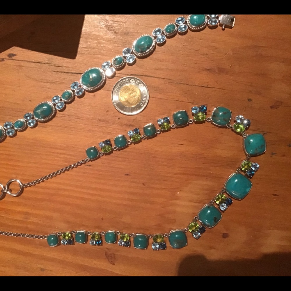 Turquoise and gemstone necklace and bracelet.